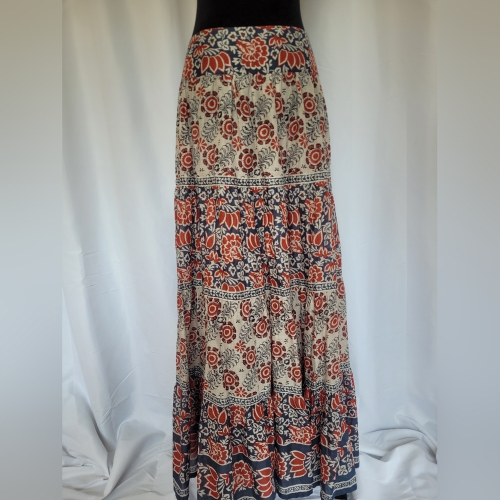 🌻Sundance tiered boho cotton maxi skirt.Floral print Sz 12 excellent condition - Picture 9 of 13